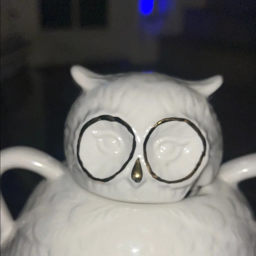 Anthropologie Balducci White Ceramic Owl Sugar Bowl